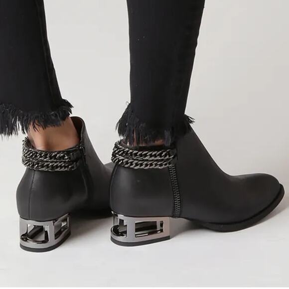 Jeffrey Campbell Shoes - Jeffrey Campbell Black Ankle Boots with Silver Accents